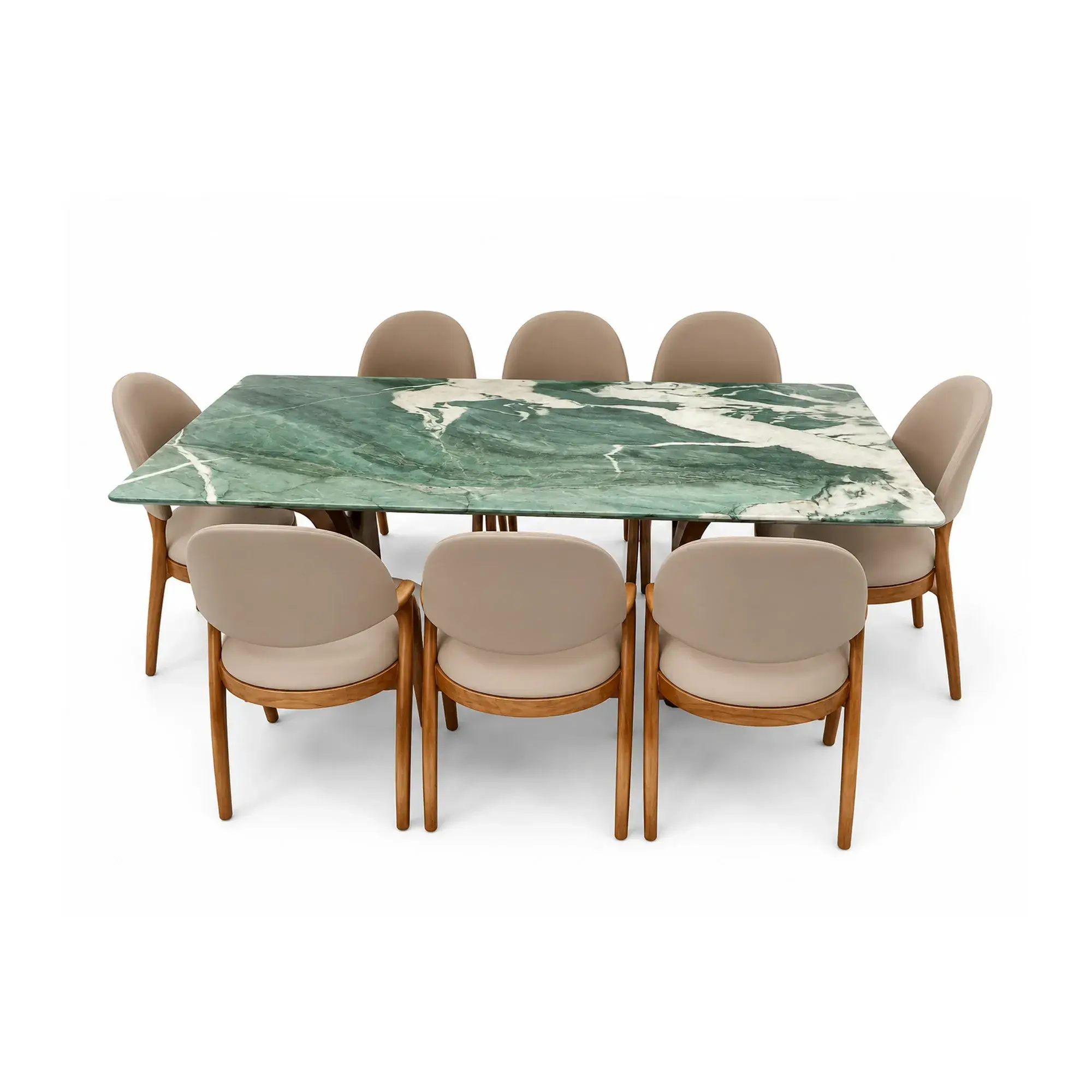 Ensemble salle à manger table rectangulaire en marbre + 8 chaises 200x100 cm