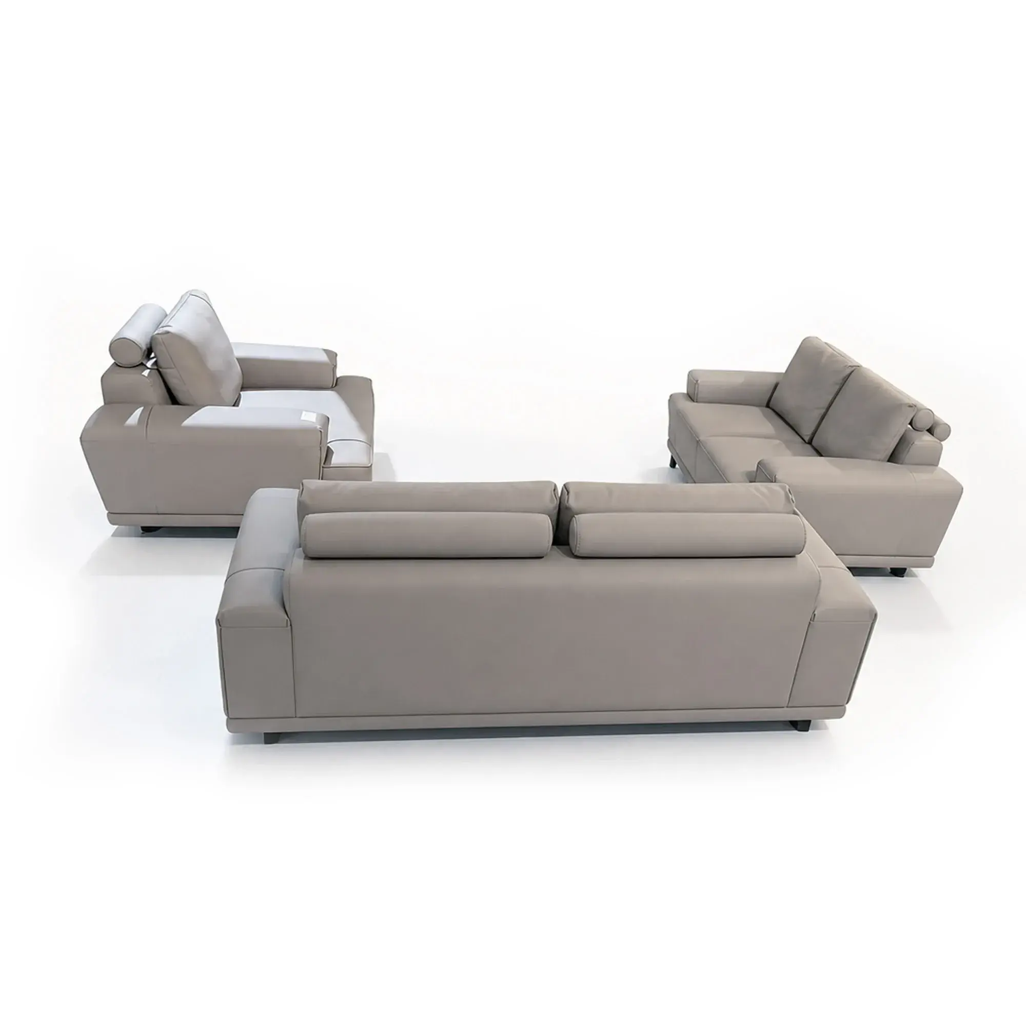 Ensemble salon 3+2+1 places en semi-cuir - Gris foncé