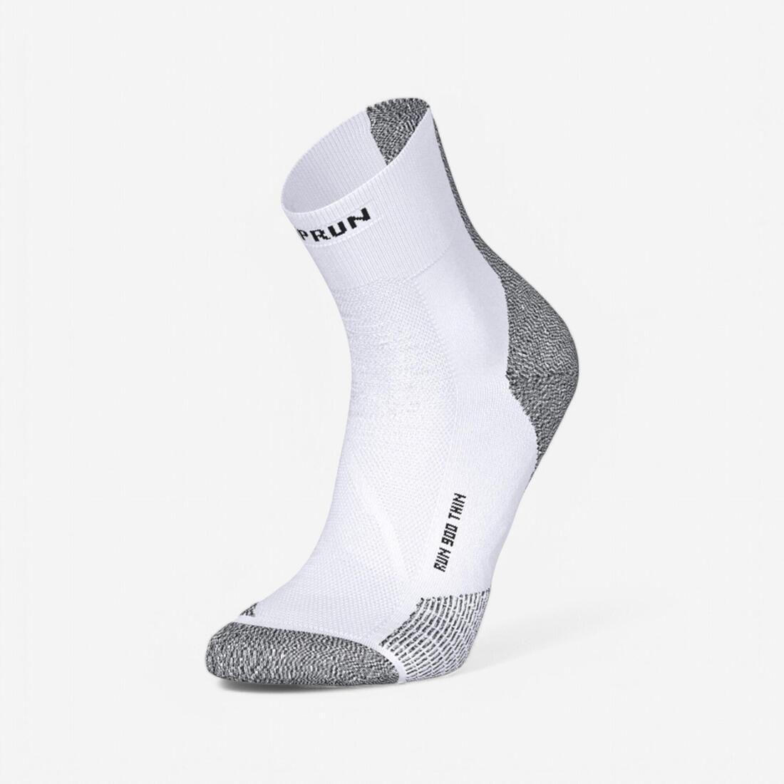 Chaussettes de running KIPRUN run900 fines mid blanches
