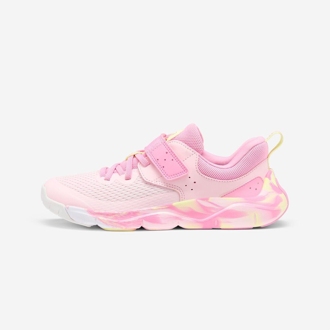 Chaussures de sport à scratch légères enfant, Playful Fast noir rose et