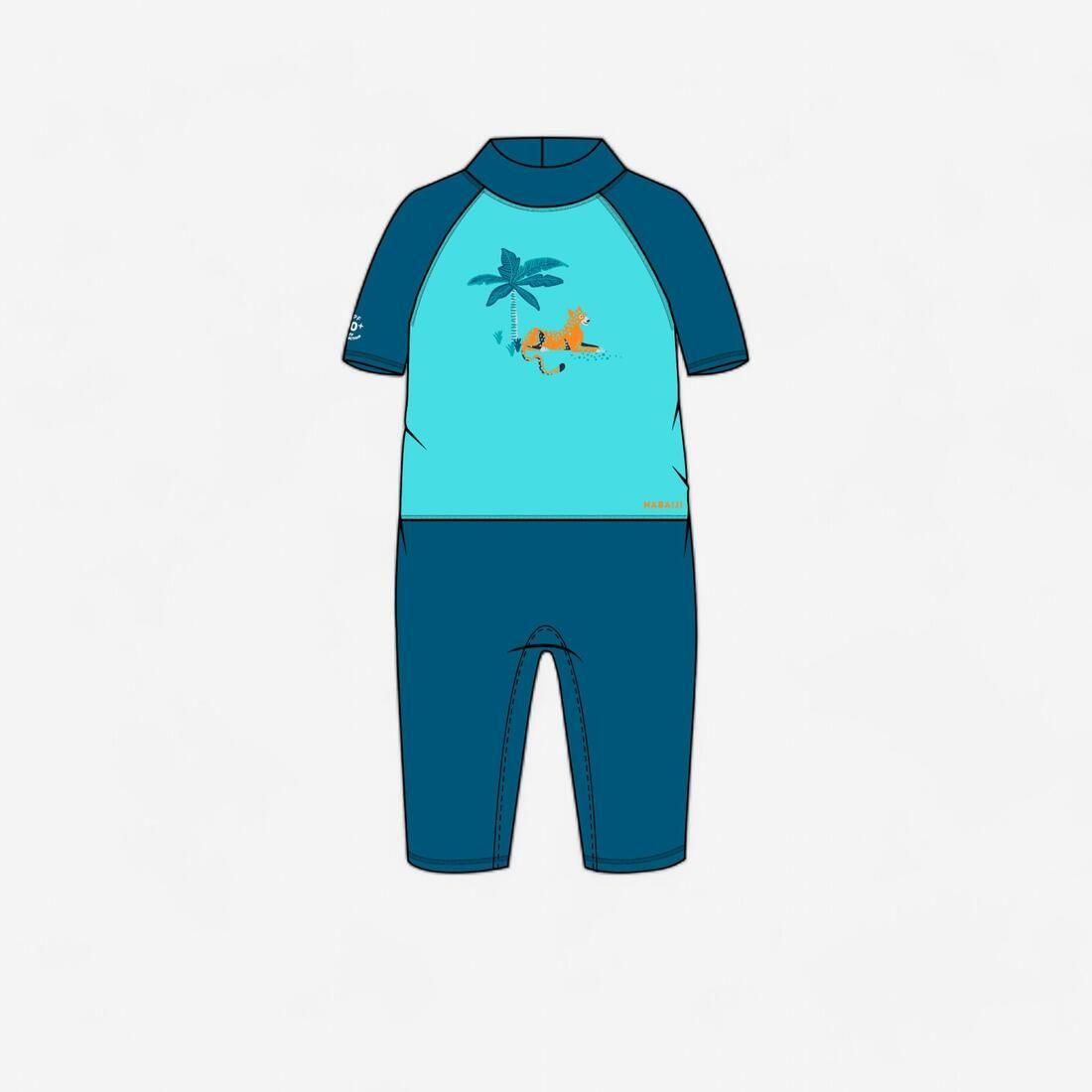 Combinaison de natation anti UV bébé / enfant manches courtes bleu imprimé