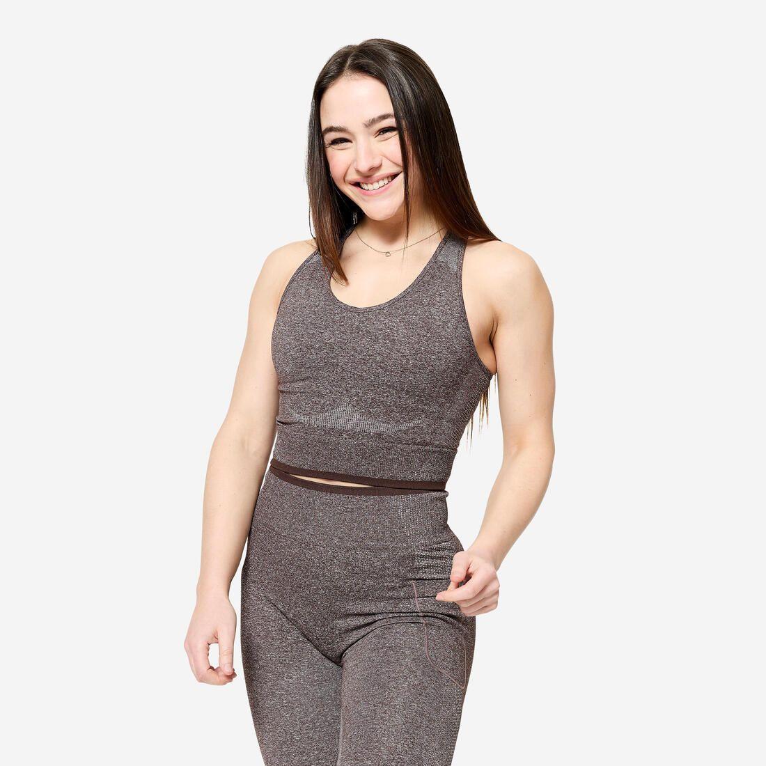 Débardeur seamless de musculation femme, marron
