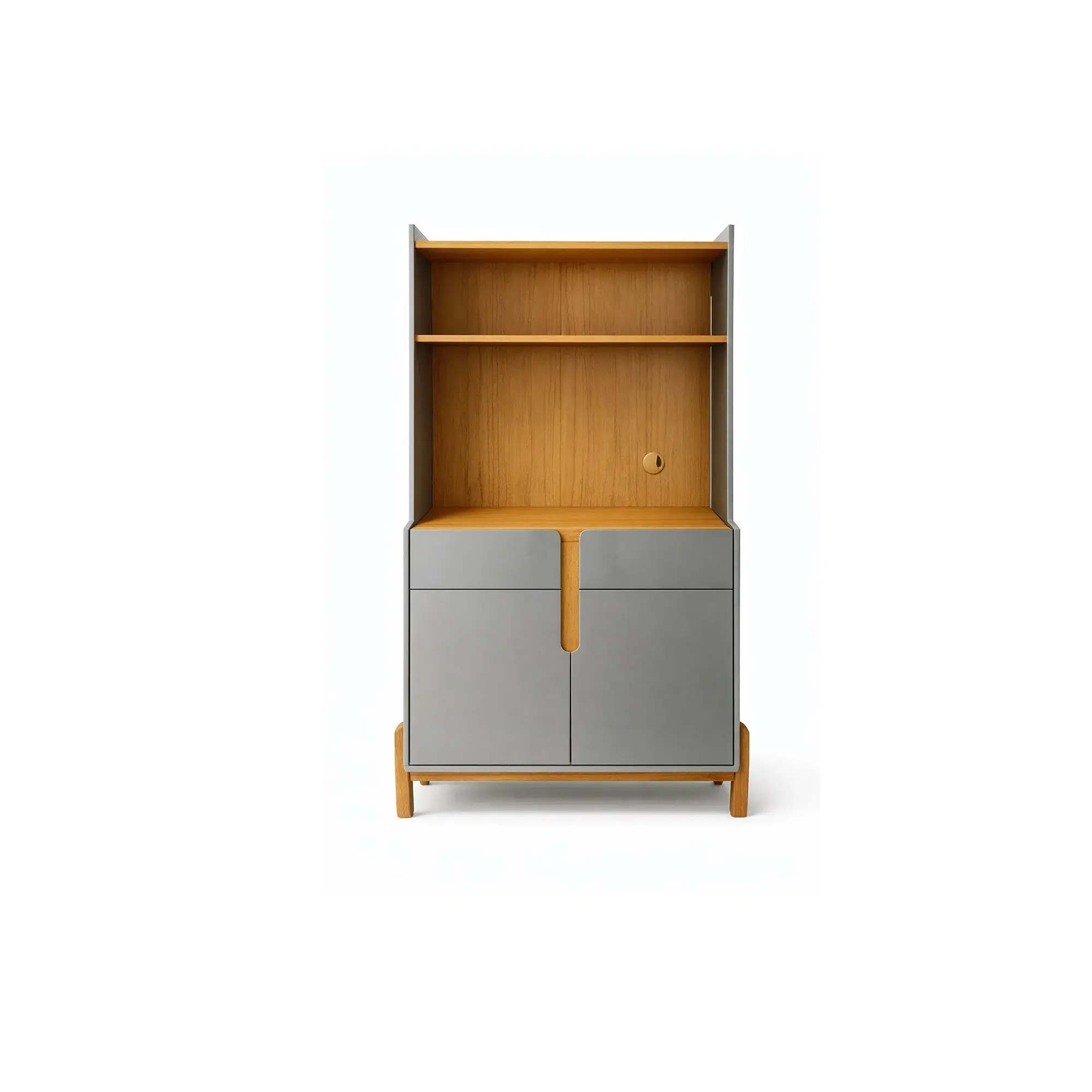 Buffet en bois Lizz 2 portes 2 tiroirs 810x1535x389 mm - Gris / cèdre