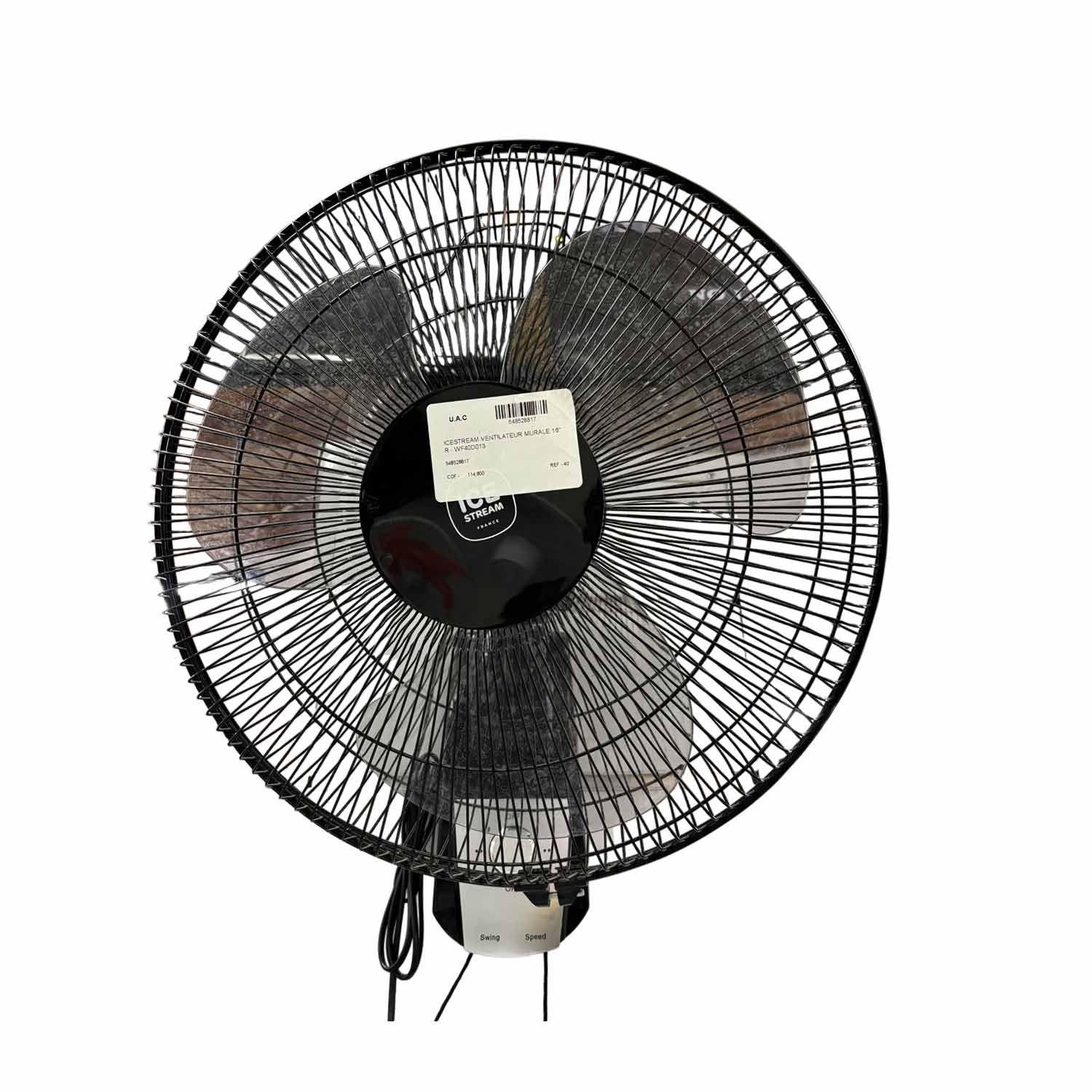 Ventilateur mural Icestream 16" WF40D013 - 3 vitesses, télécommande