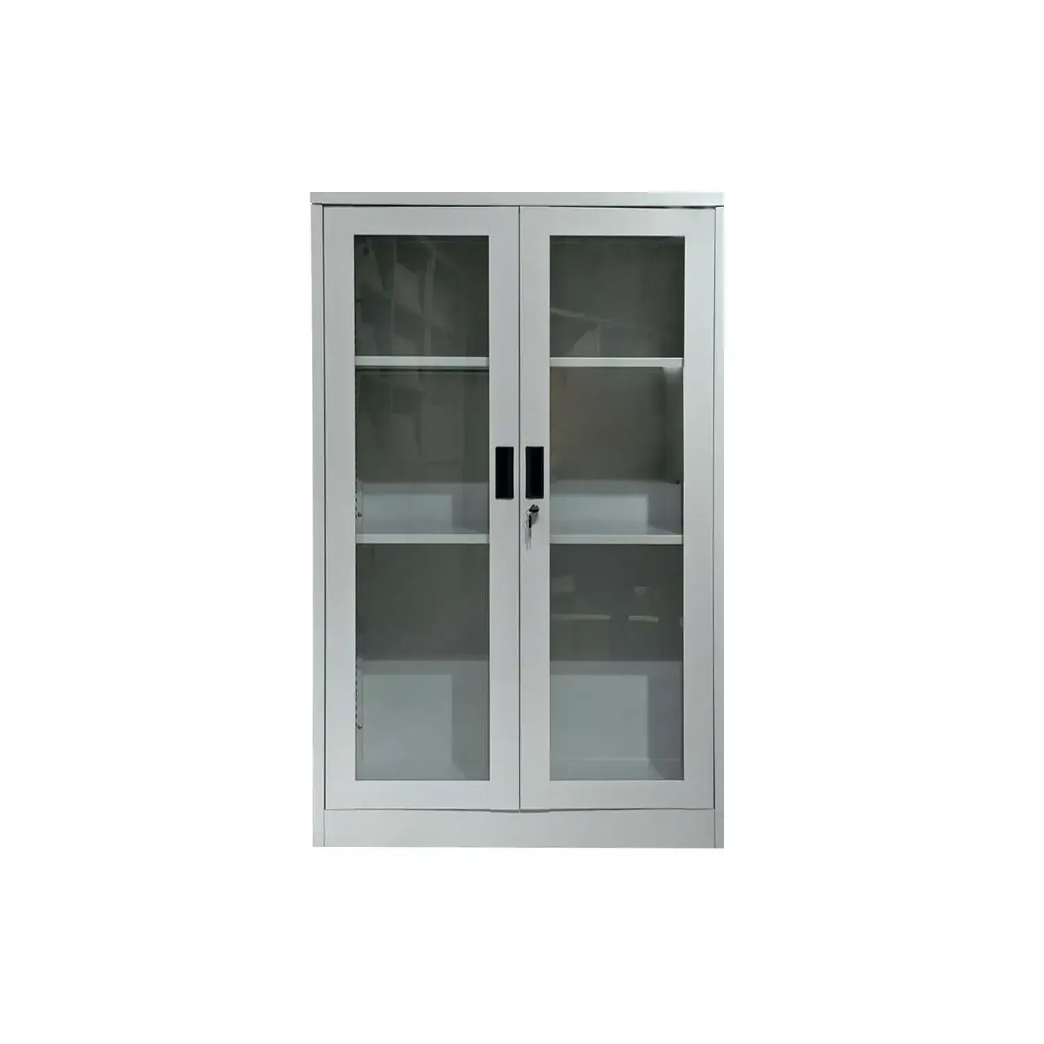 Armoire métallique haute 2 portes vitrées 4 étagères - 90x40x190 cm
