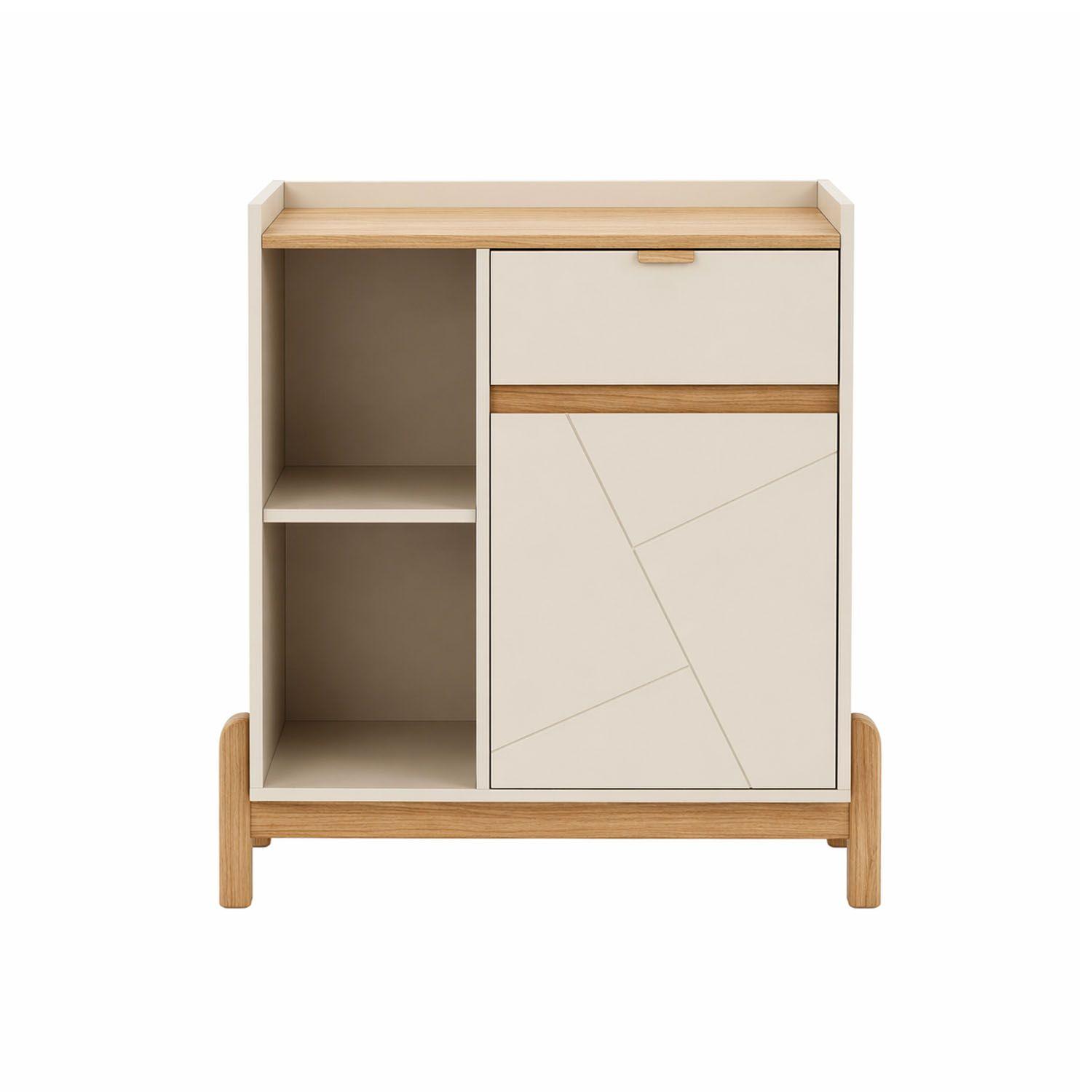 Meuble bar en bois Bari 810x905x360 mm - Blanc cassé / cèdre