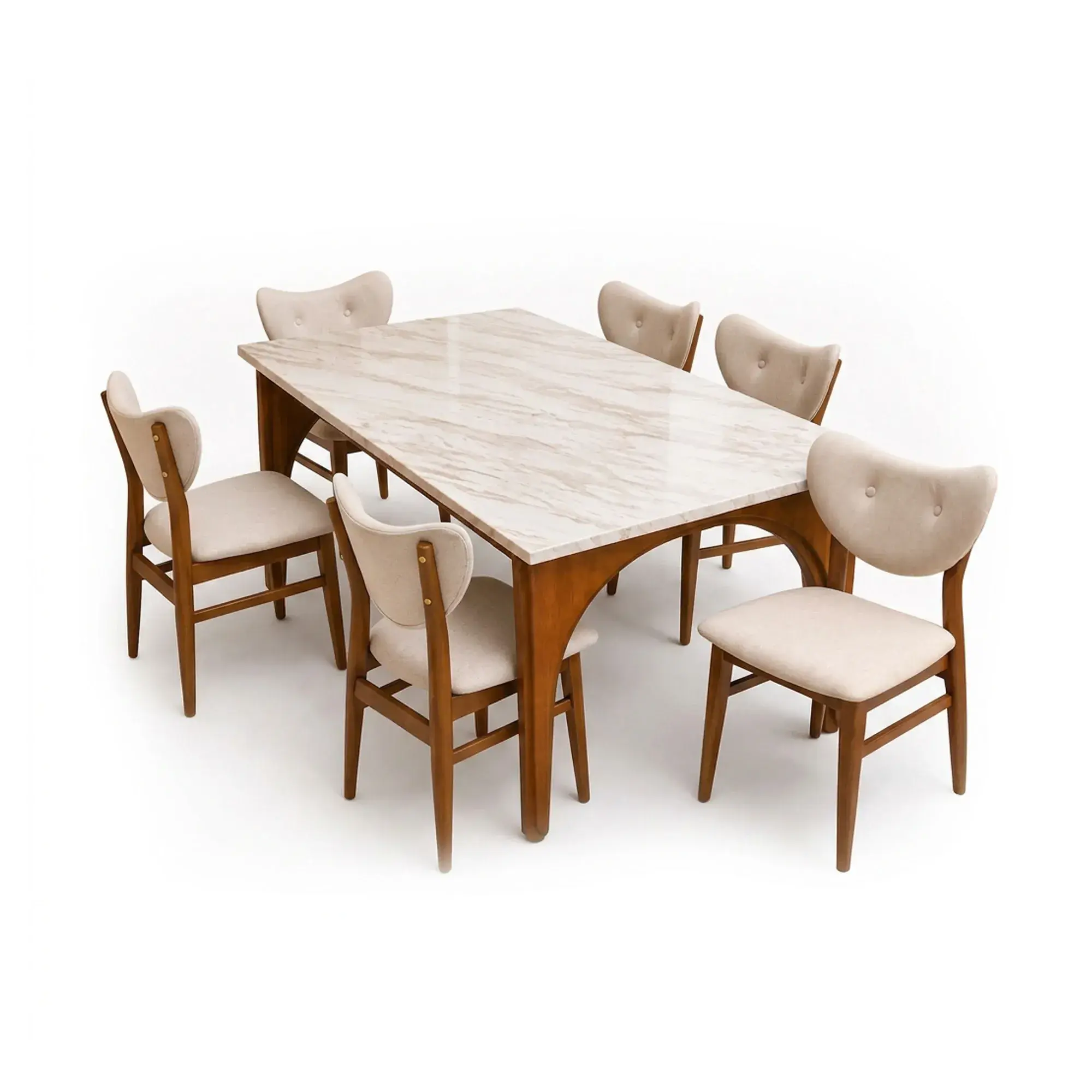 Ensemble salle à manger table rectangulaire en bois + 6 chaises 150x90x24 cm
