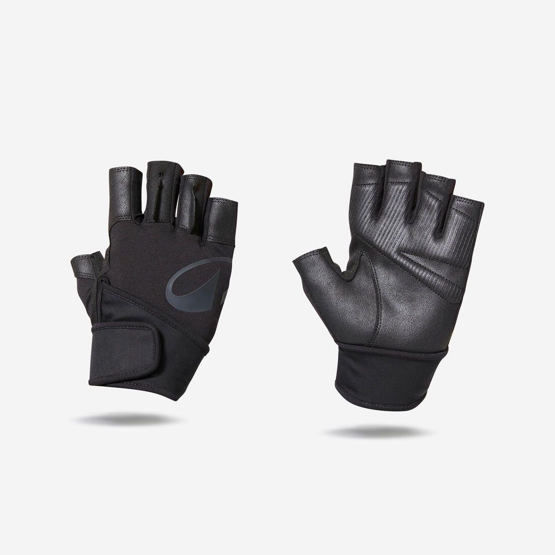 Gants de musculation support poignets et adhérence, noir