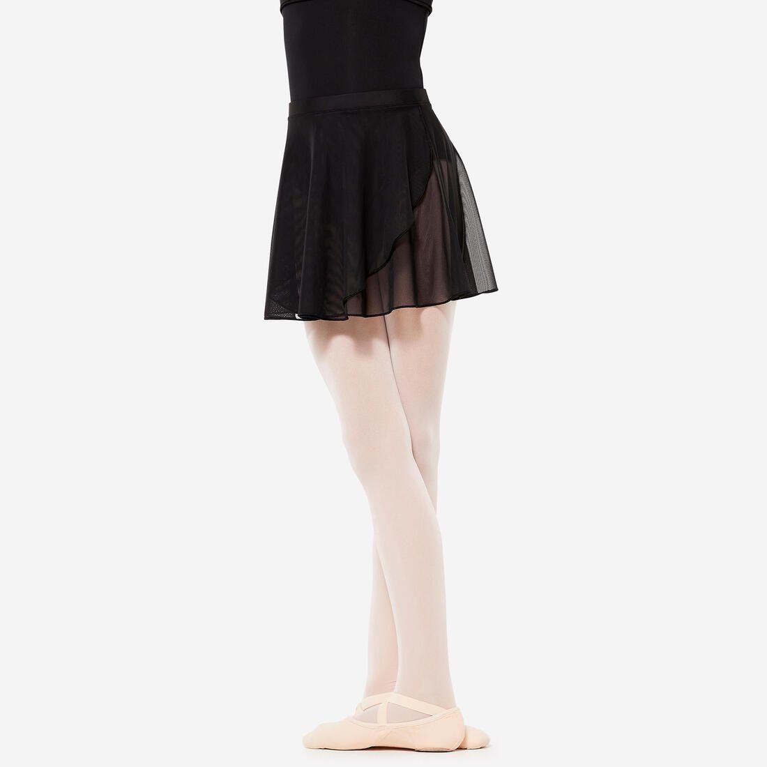 Jupette portefeuille danse classique longue en voile, noir