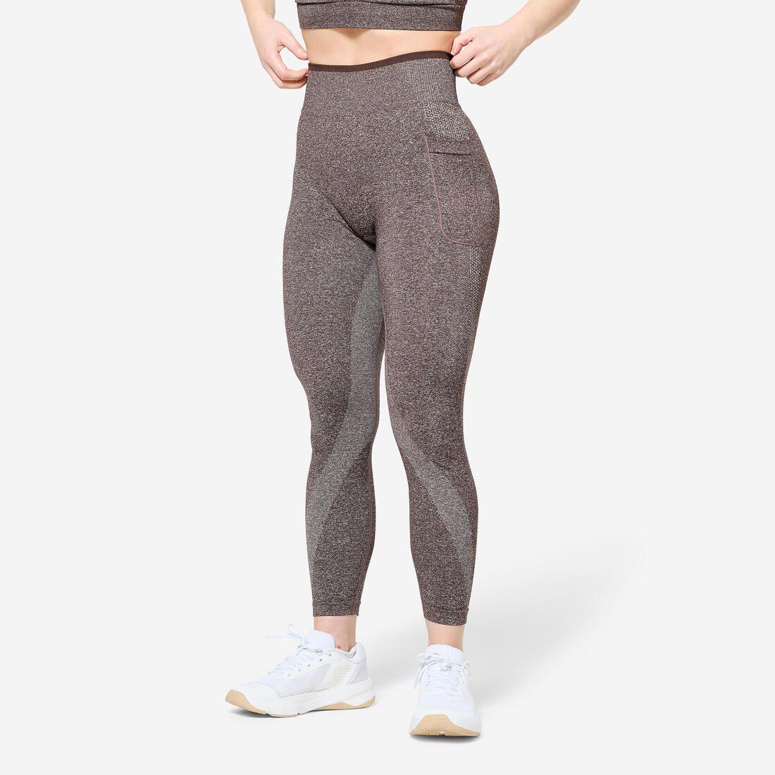 Legging de musculation sans couture femme, gris et