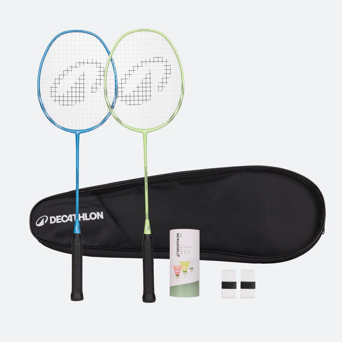 Lot de Raquettes de Badminton Adulte BR 190 Partner - Bleu/Citron Vert