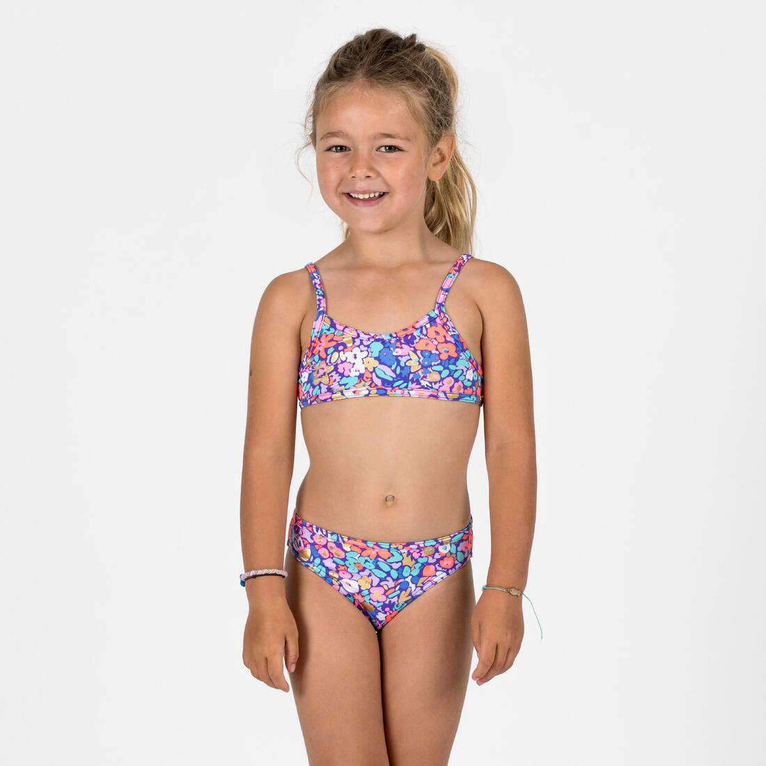 Maillot 2 pièces fleuri surf bretelles croisées fille - june