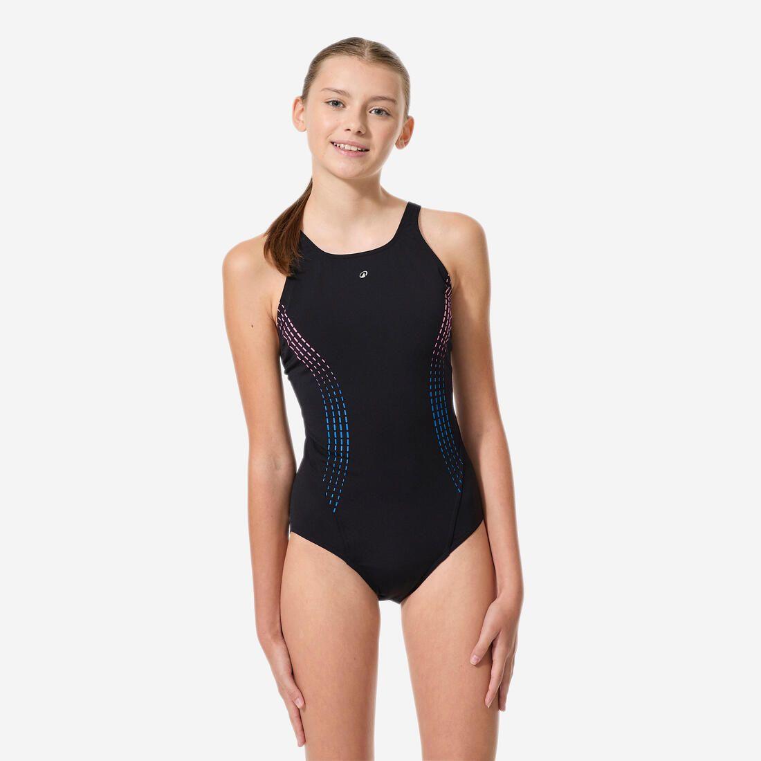 Maillot de bain 1 pièce natation Fille ado - 500 Kamiye fire