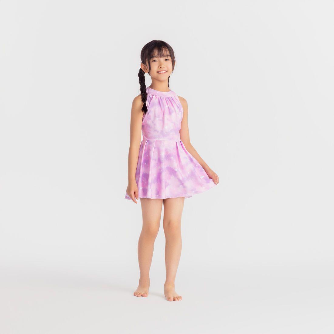 Maillot de bain jupe une pièce pour fille - CN - 1P MINI AMBRE ROSE CIEL