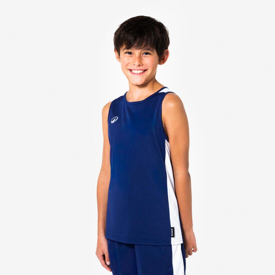 Maillot de basket enfant, Tank 100 bleu marine