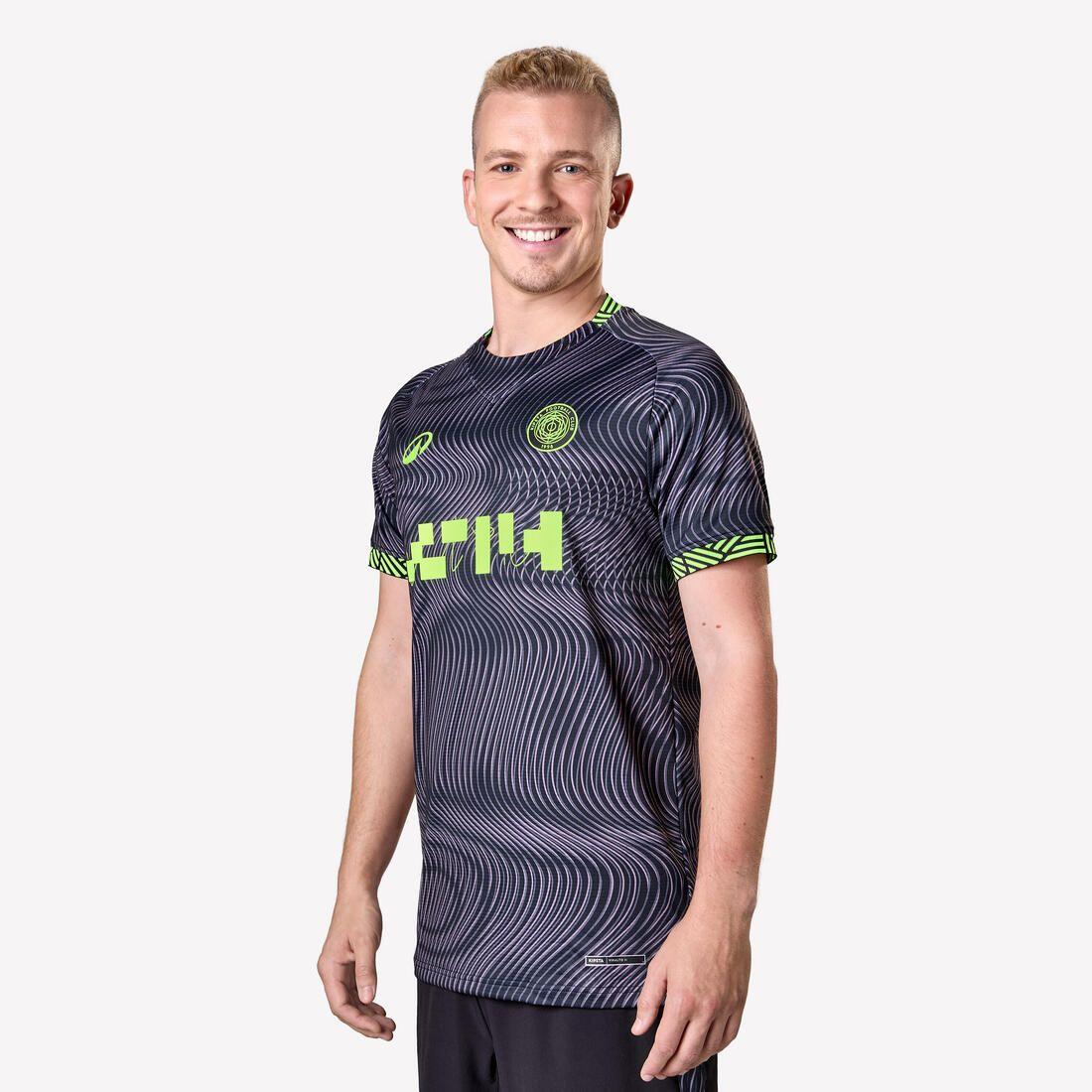 Maillot de football adulte Viralto II wavy noir & jaune fluo