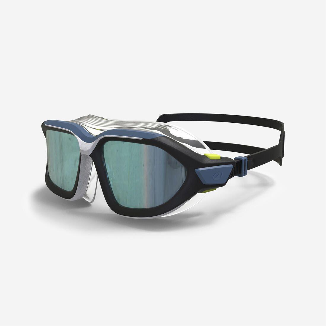 Masque de piscine Active - verres miroirs - grande taille - noir bleu