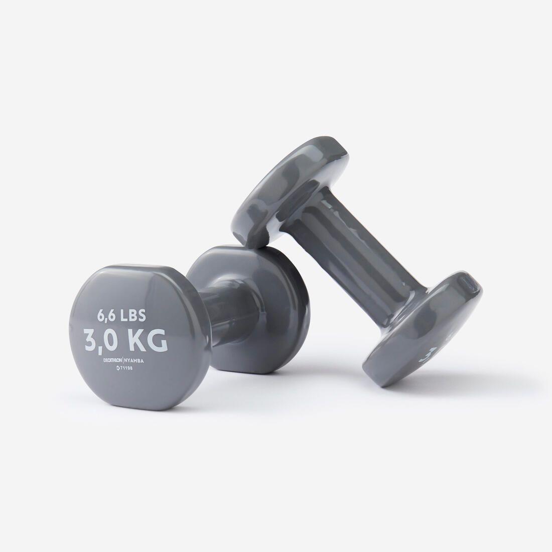 Paire d'haltères fitness 2*3 kg, gris, fonte en partie recyclée