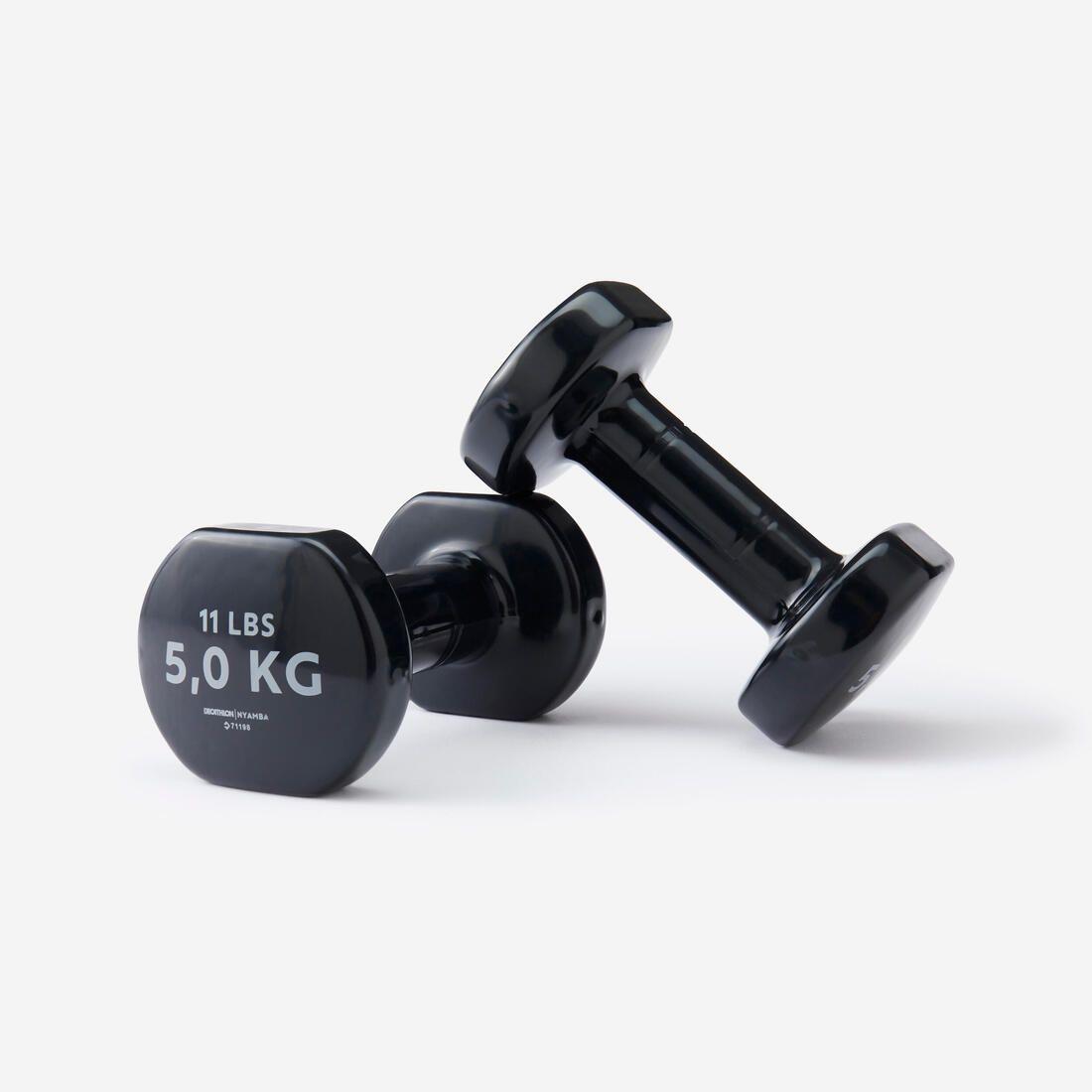 Paire d'haltères fitness 2*5 kg, noir, fonte en partie recyclée