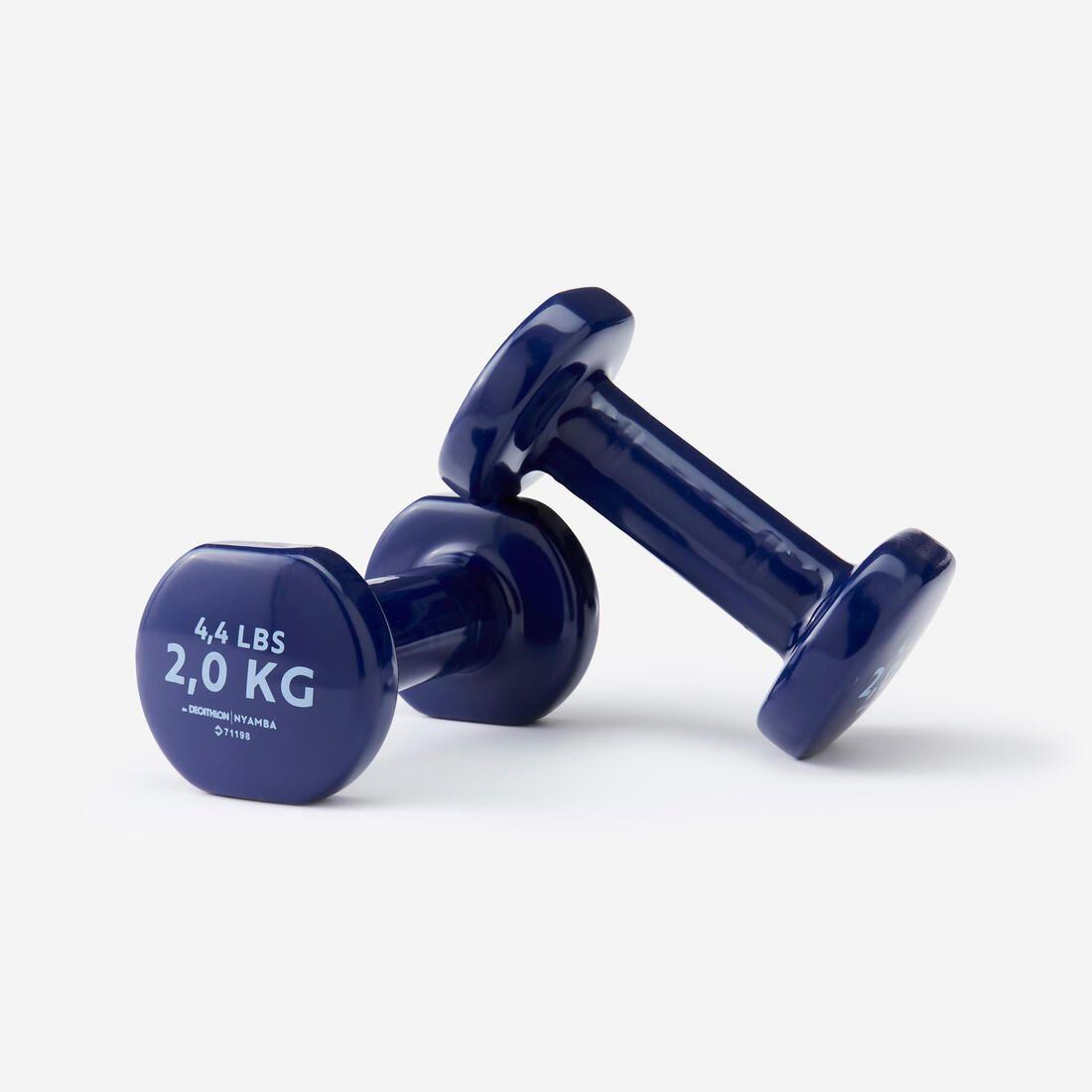 Paire d'haltères fitness 2*2 kg, fonte à 80% recyclée, bleu