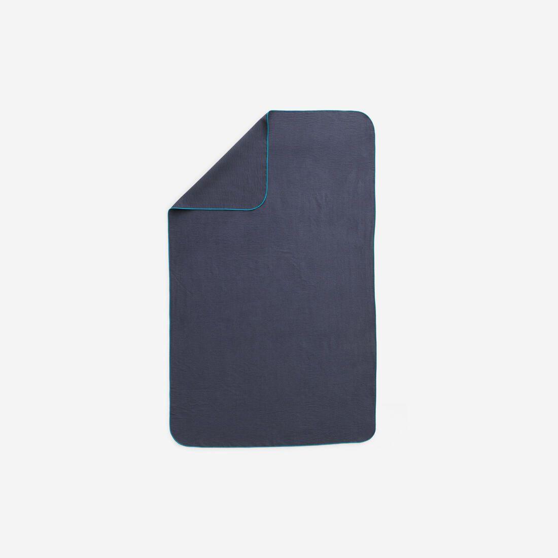 Serviette de bain microfibre côtelée taille L 130 x 80 cm, bleu foncé