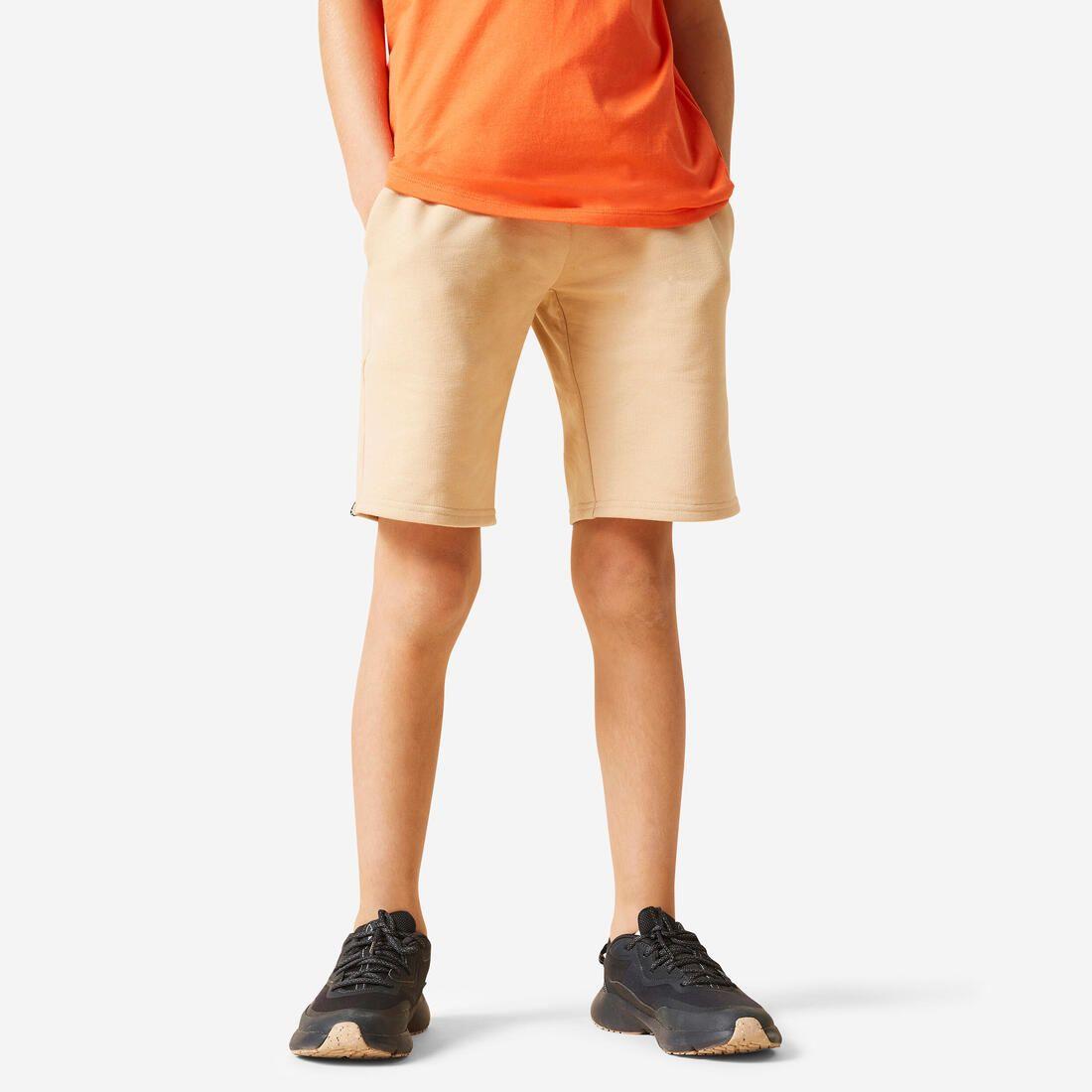 Short multisport coton enfant mixte, Gris chiné