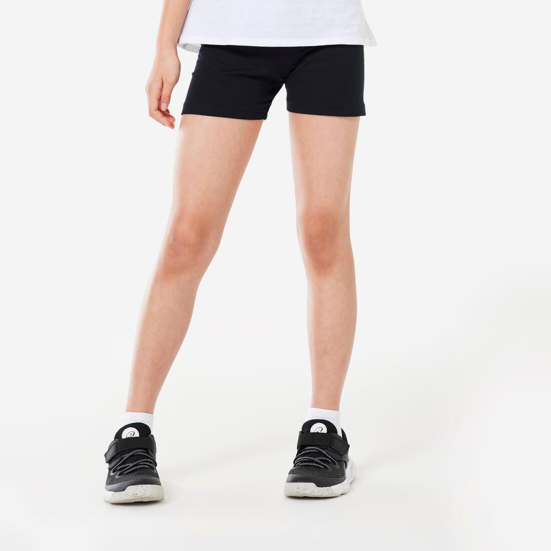 Short multisport court coton fille, noir