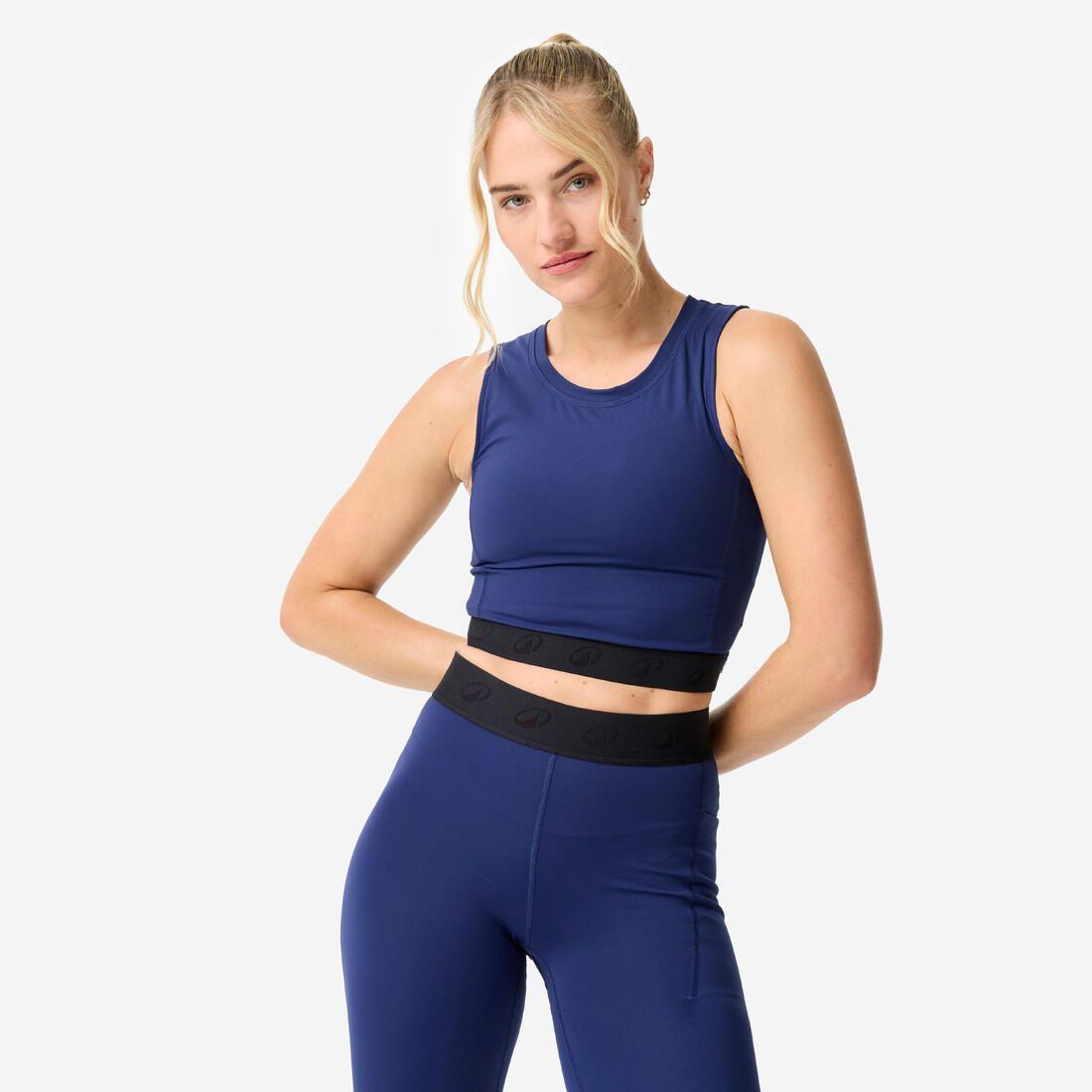 T-shirt crop top de sport élastique à la taille femme