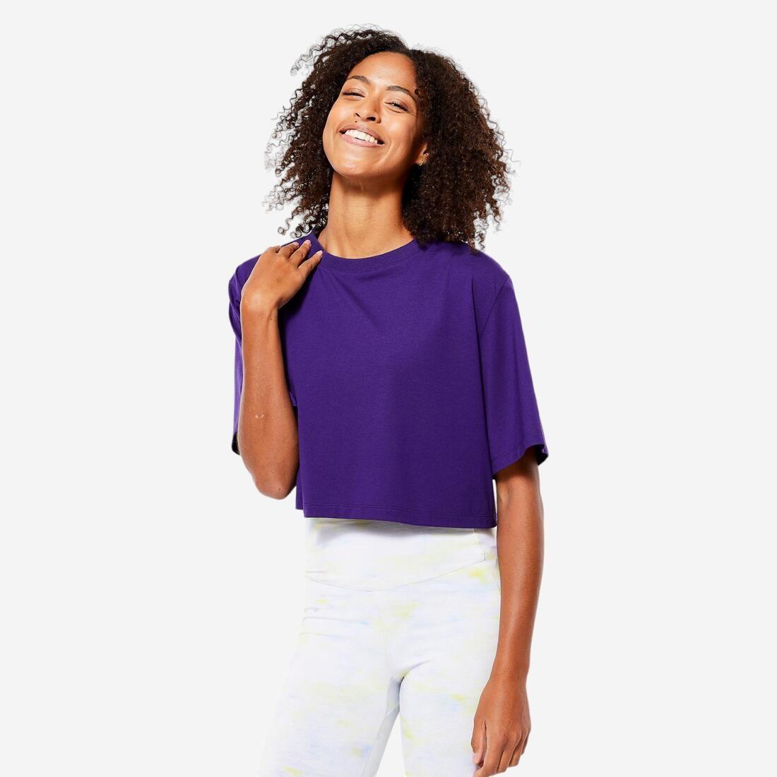 T-shirt crop top femme, bleu violet foncé
