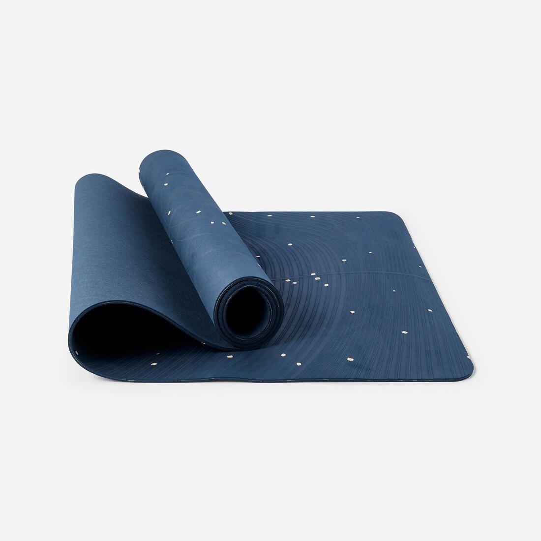 Tapis de yoga doux adhérence et confort 5 mm, bleu