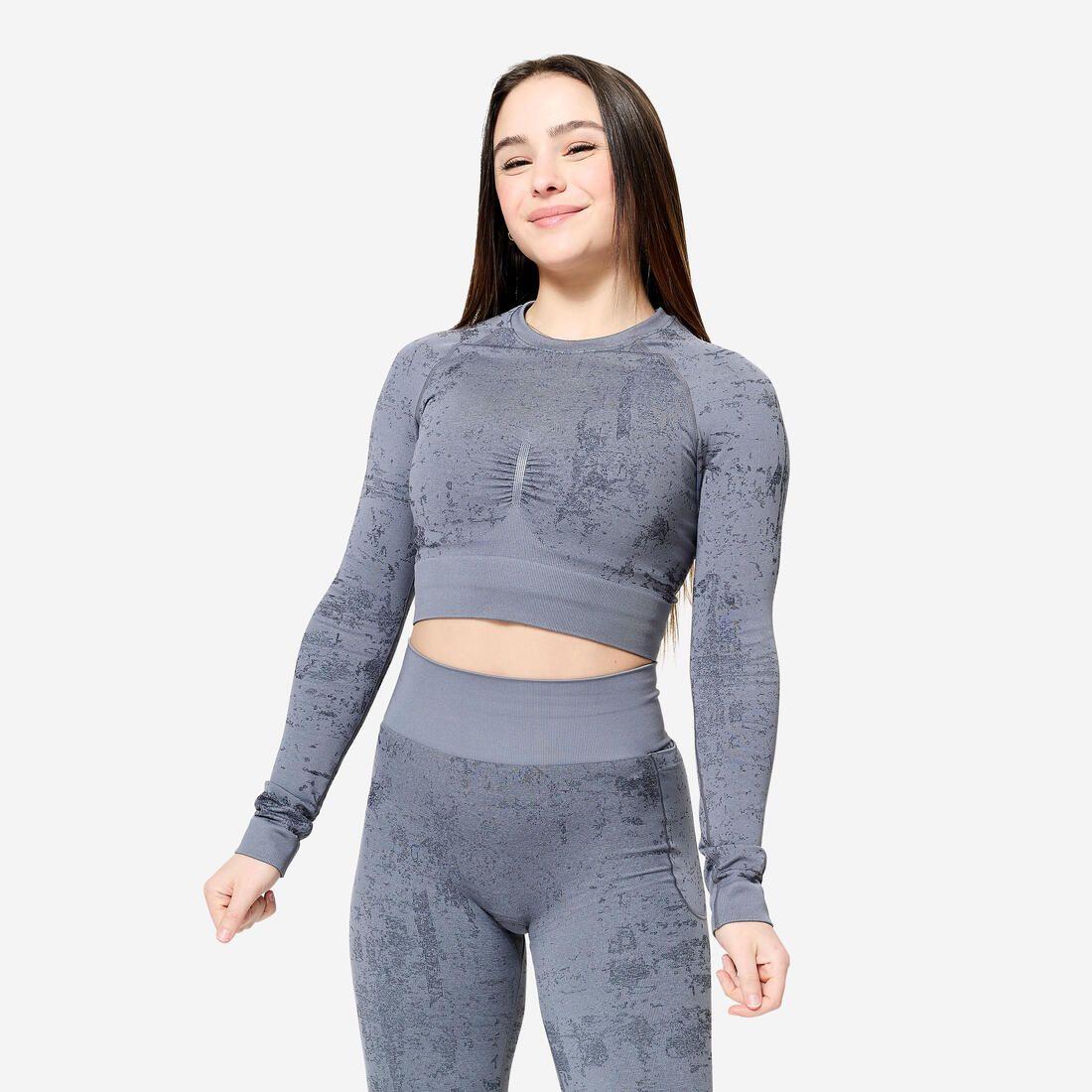 Tee-shirt crop top manches longues femme
