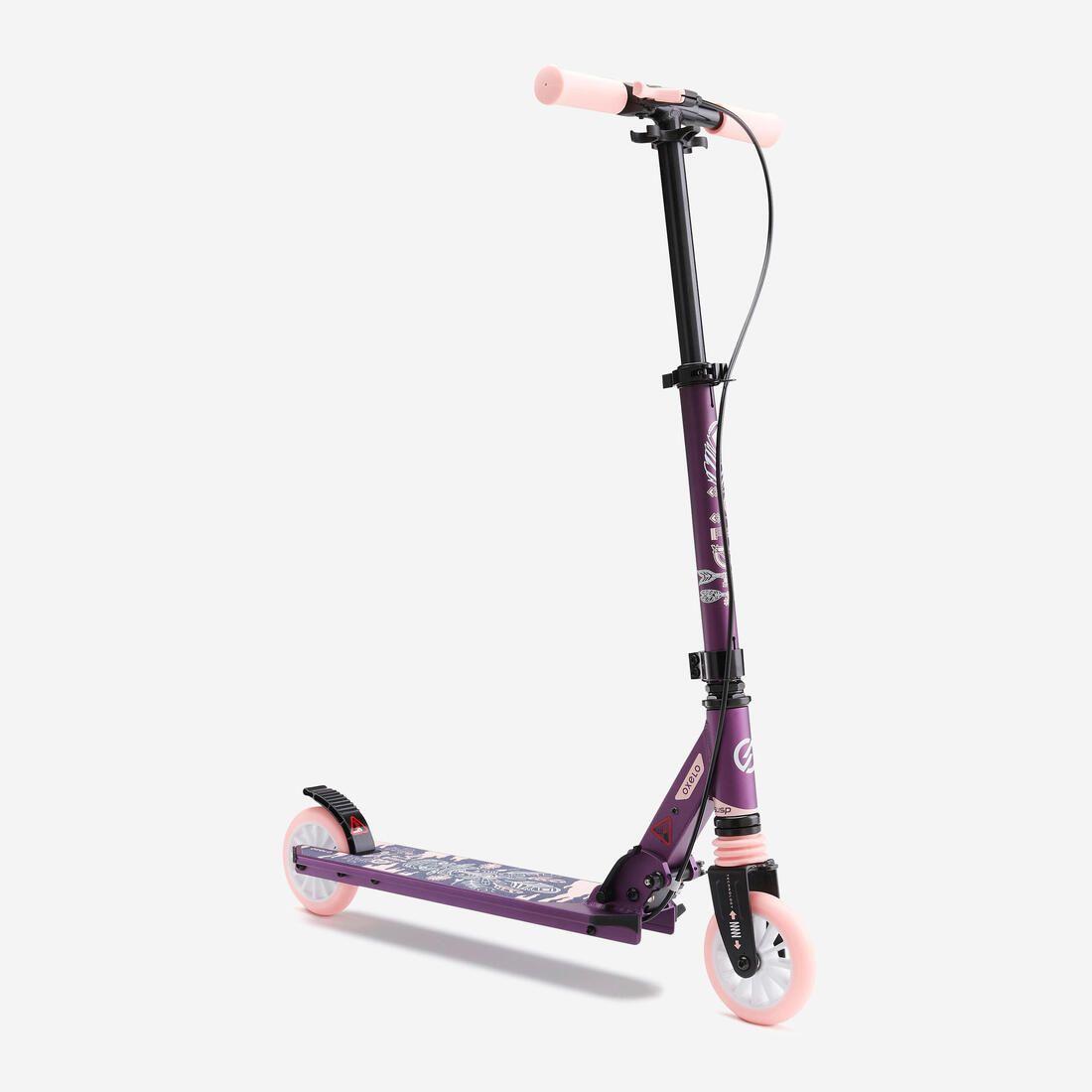Trottinette enfant mid5 avec frein au guidon et suspension violette